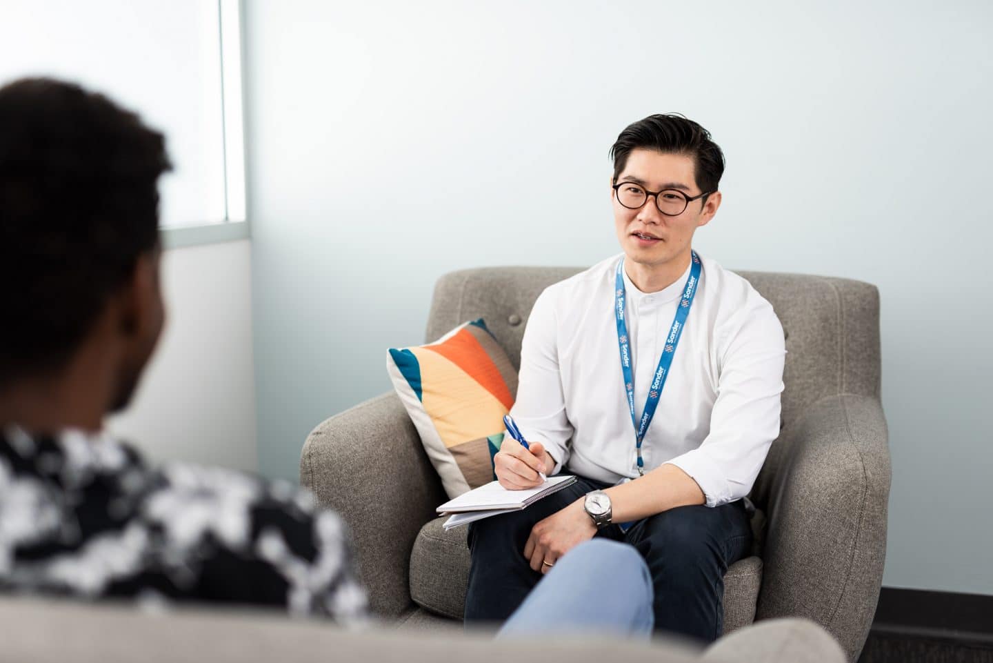 Mental health clinician delivering counselling