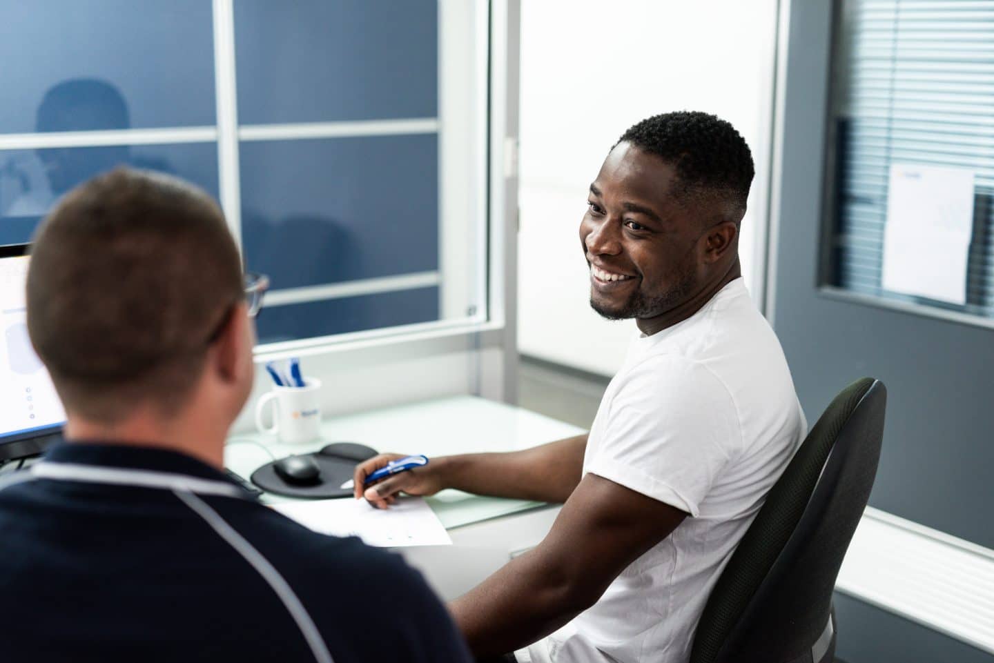 Employment solutions client receiving employment support