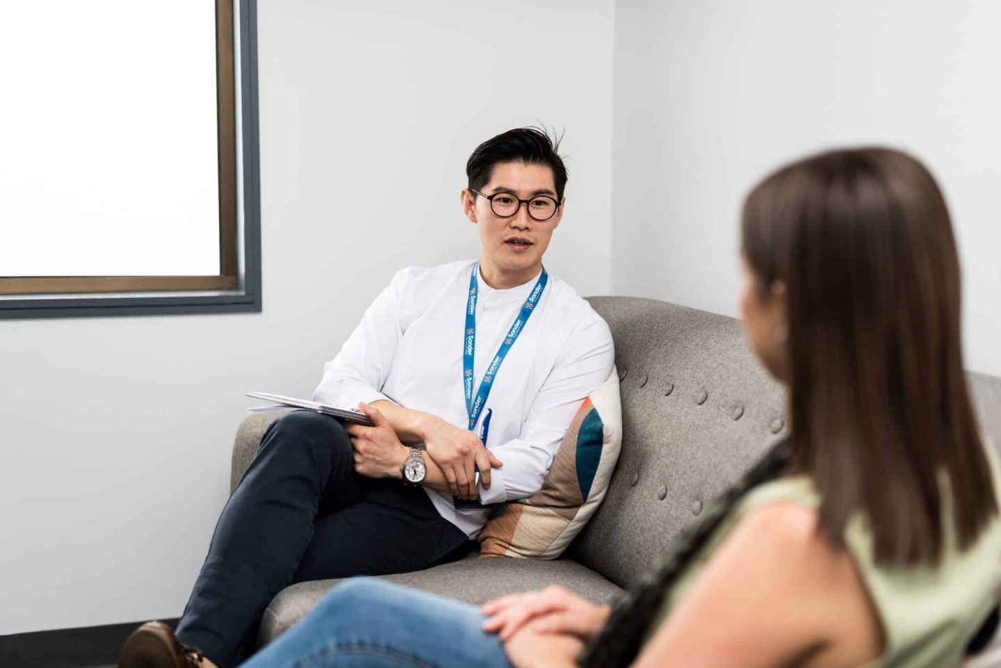 Mental health clinician delivering counselling