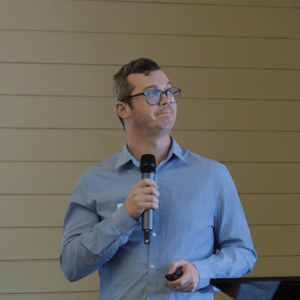 Man holding microphone.