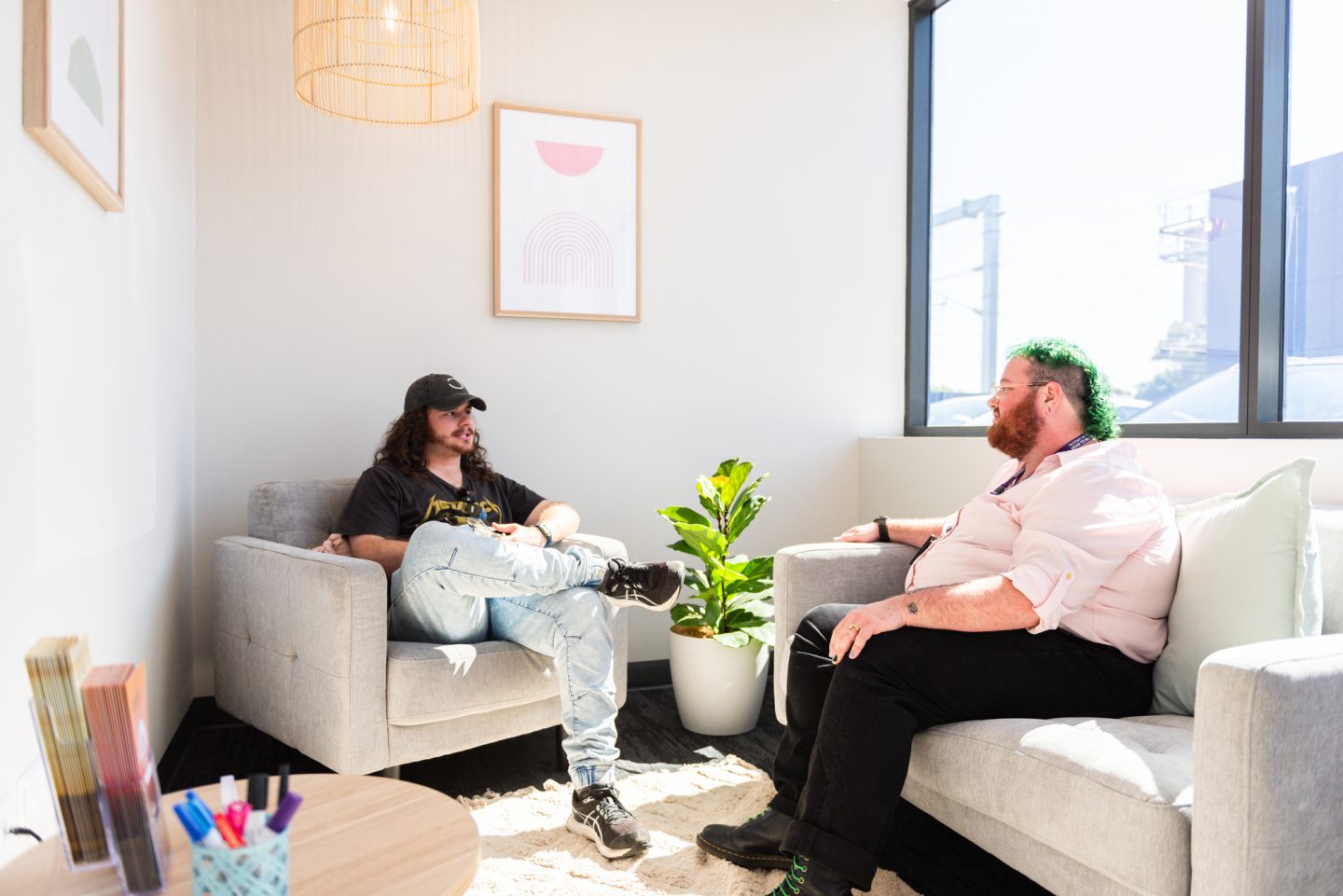 A counselling session between clinician and guest at the Northern Adelaide Medicare Mental Health Centre in Elizabeth.