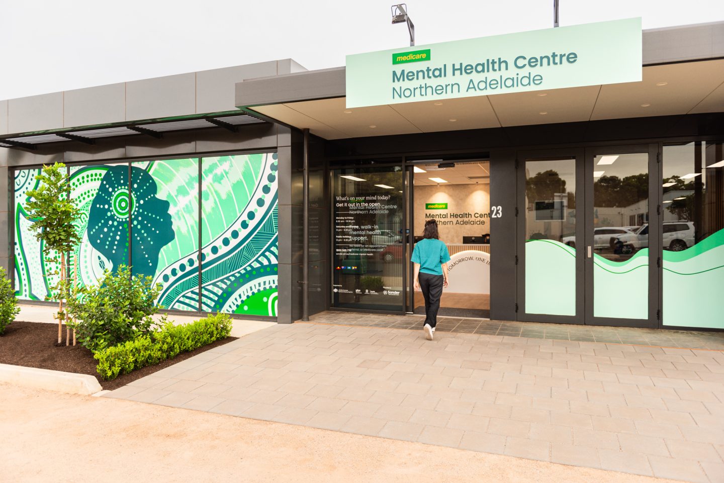 A guest arrives at the Northern Adelaide Medicare Mental Health Centre in Elizabeth.